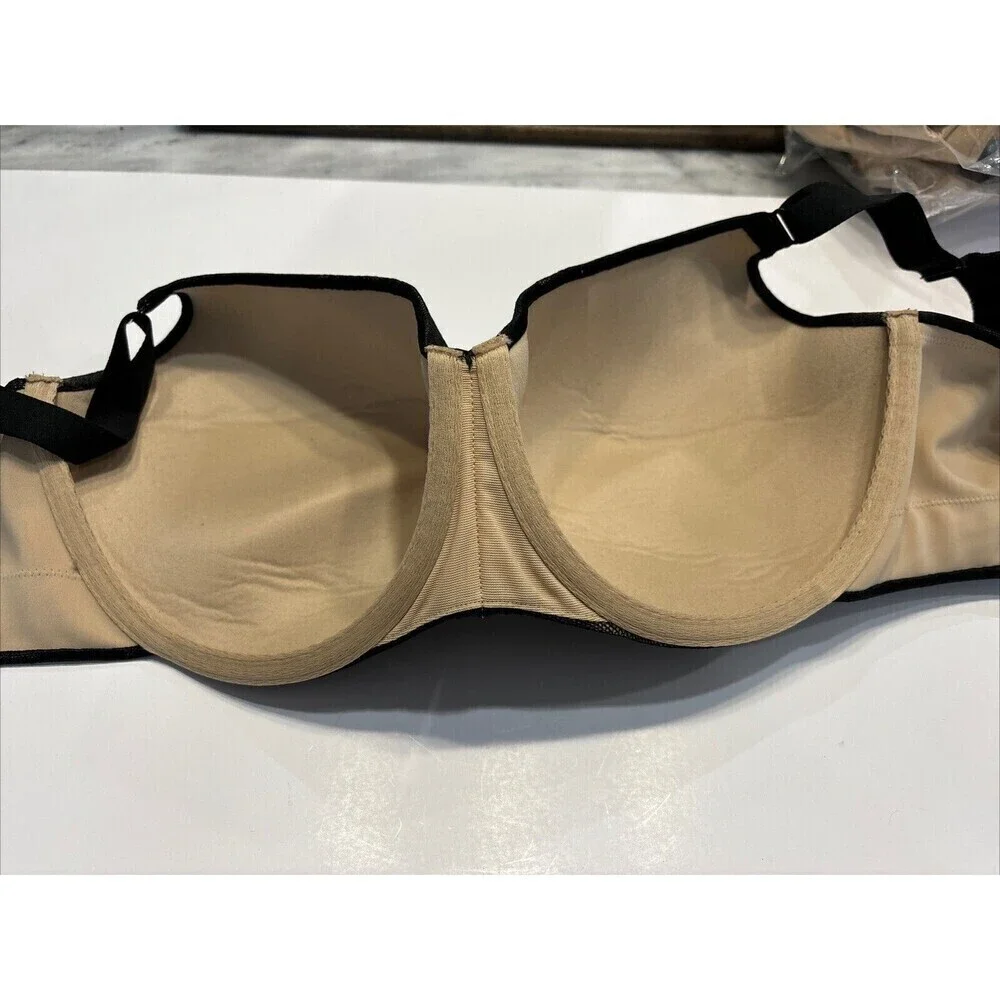 Cacique Womens Bra Sz 42DDD Black Lace Lightly Lined Balconette Underwire